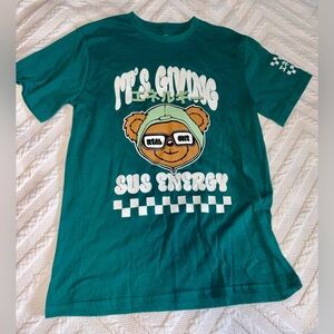 Teal green 88Bbrand Kids Shirt with Bear Graphic